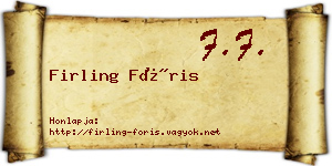Firling Fóris névjegykártya